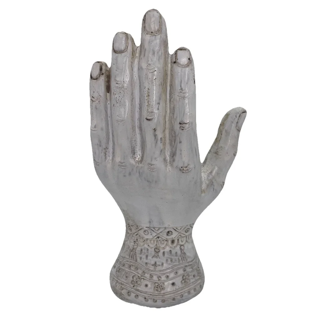 Hamsa Hand of Fatima Protection Statue~ Spiritual Palmistry 7" Carved Resin - Picture 3 of 9